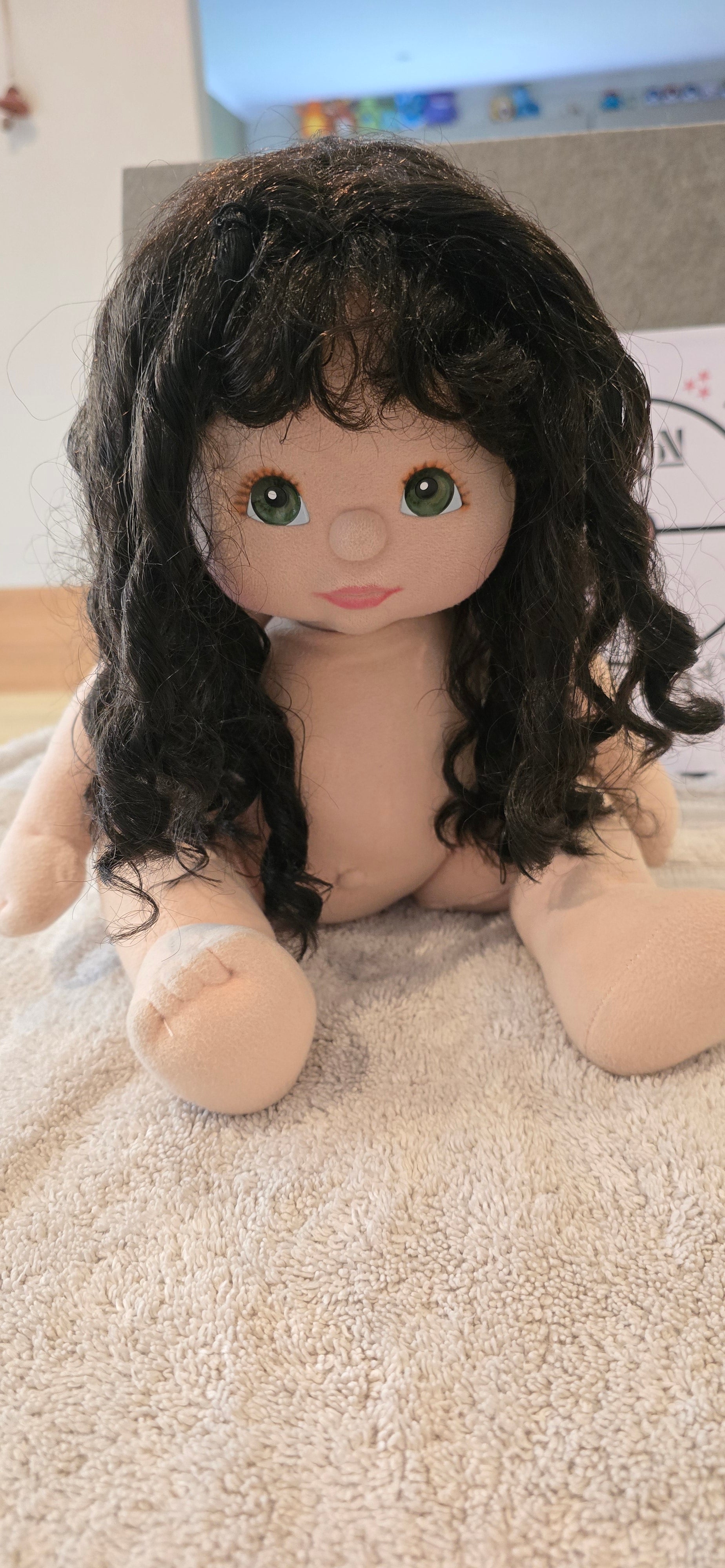 My child doll 1988 Mid Part Ringlet green eyes.Pink lips.