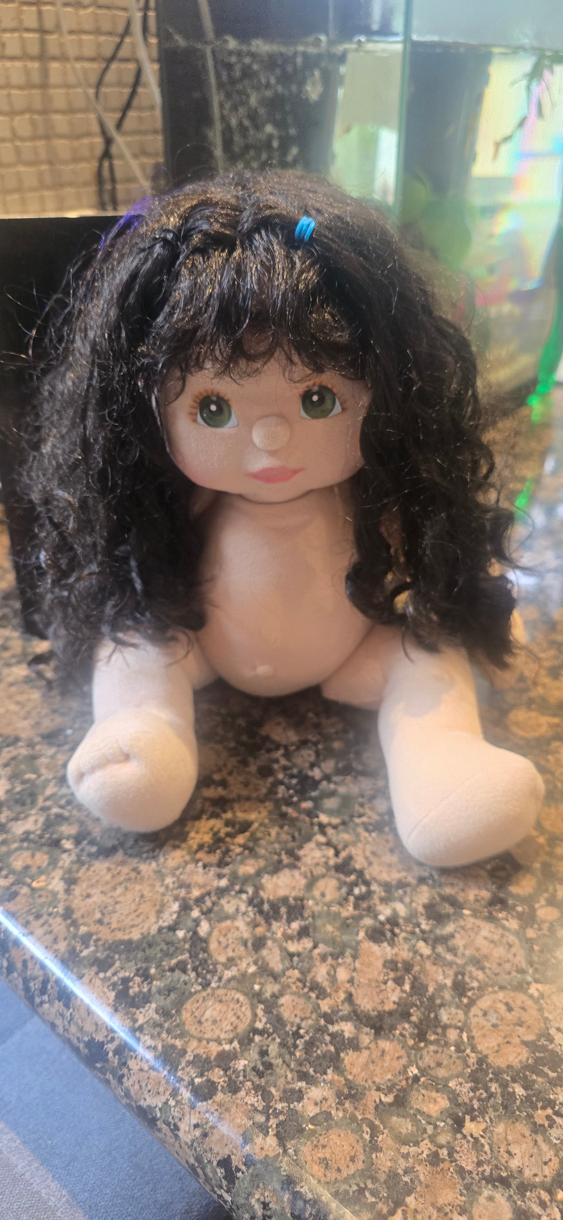 My child doll 1988 Mid Part Ringlet green eyes.Pink lips.